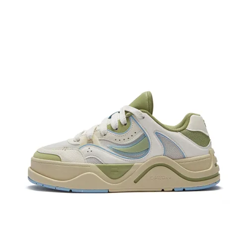 FILA FUSION 50-50 Skateboard Shoes Women's Low-Top Cream White/Plum Green