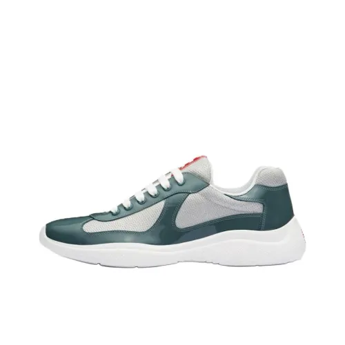 PRADA America's Cup Casual Shoes Men Low-Top Silver/Green