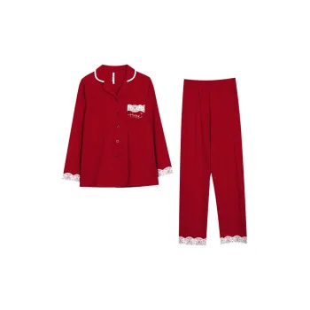 Red Beans At Home Pajama Set Women's China Red