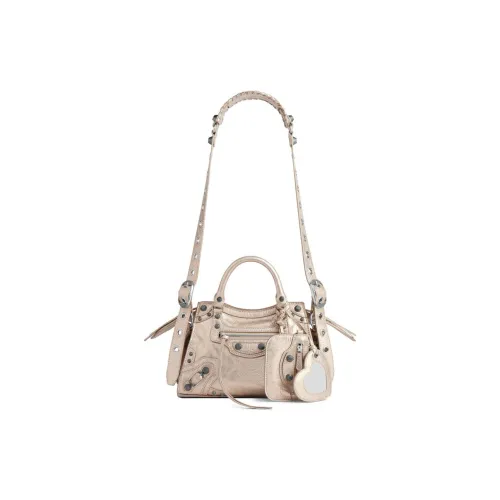 Balenciaga Neo Cagole Lambskin One Shoulder Handbag Extra Small Women's Beige