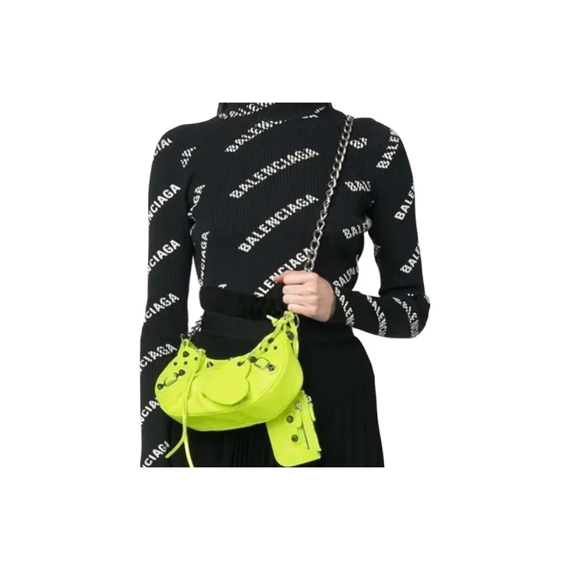 Balenciaga Le Cagole Leather Crossbody Bag Shoulder Bag Women's Green-5
