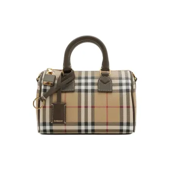 Burberry Polyurethane PU Bowling Bag, Shoulder Bag, Crossbody Bag, Handbag Mini Women's Army Green & Multicolor