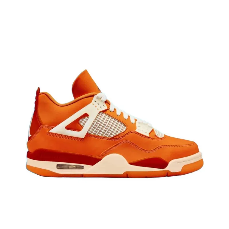 Jordan Air Jordan 4 Non-slip Wear-resistant Shock Absorption Mid-Top Vintage Basketball Shoes Men's Orange-1
