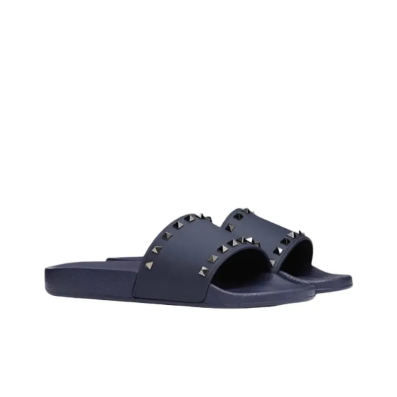 Valentino Stud Slide Slippers Men's Blue-3