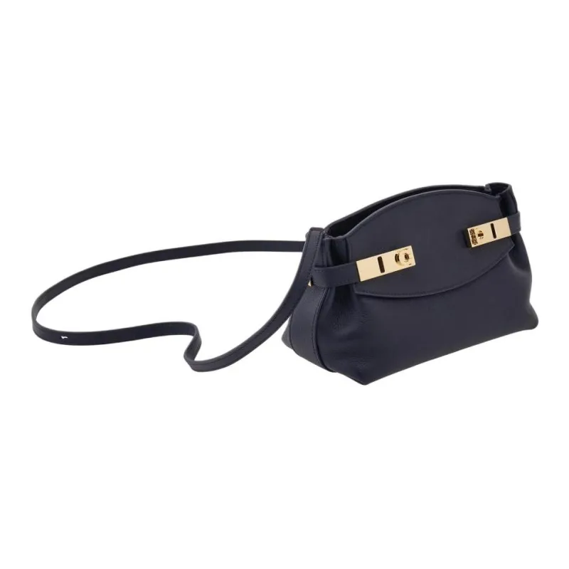 FERRAGAMO Calfskin Shoulder Bag Crossbody Bag Women's Midnight Blue-1