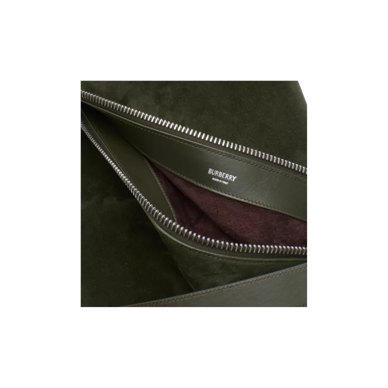 Burberry Calf Suede Shoulder Bag, Crossbody Bag Tubas Women's Olive Green-3