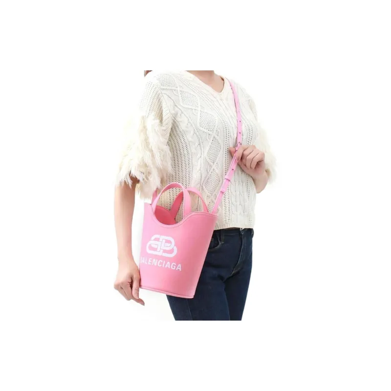 Balenciaga Cotton Bucket Bag, Tote Bag, Shopping Bag, Handbag Women's Pink-4