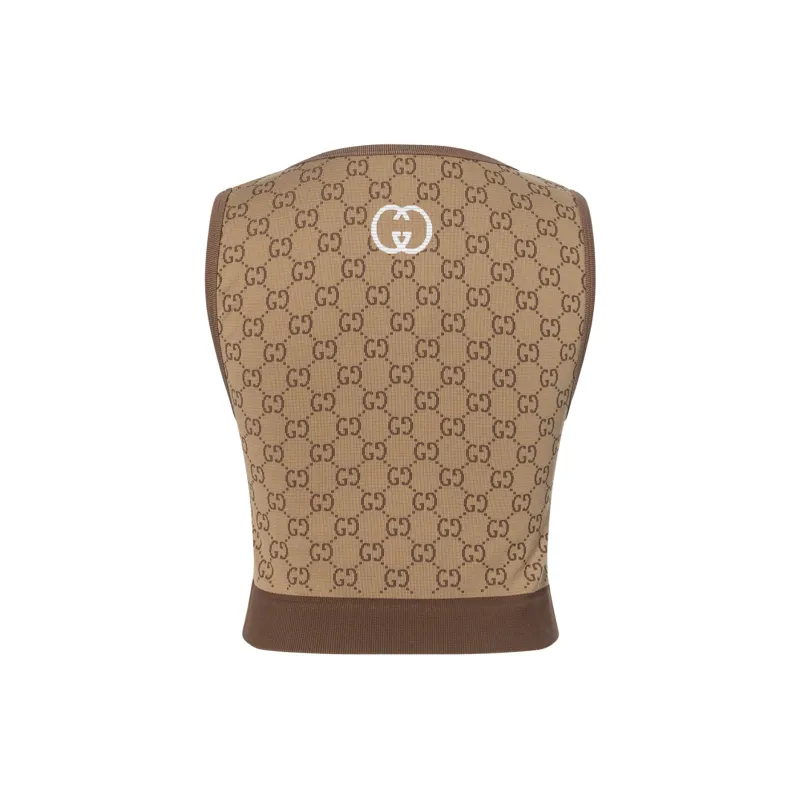 GUCCI Gg Jersey Jacquard Crop Top Beige-1