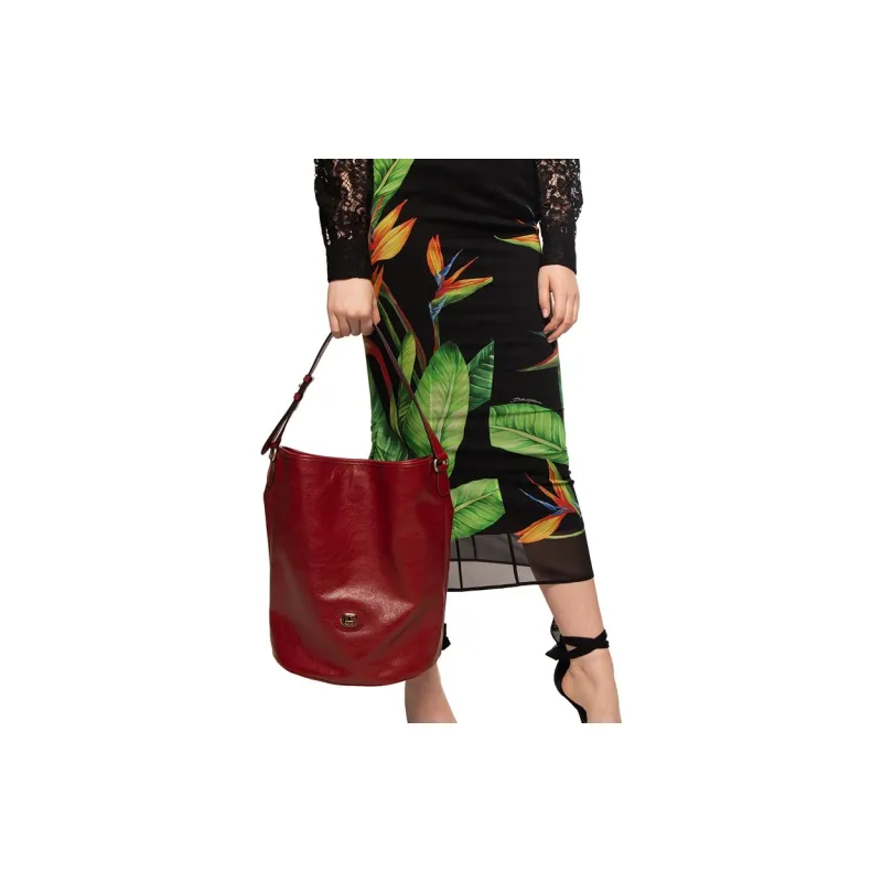 GUCCI Calfskin Hobo Bag Handbag Shoulder Bag Unisex Red-5