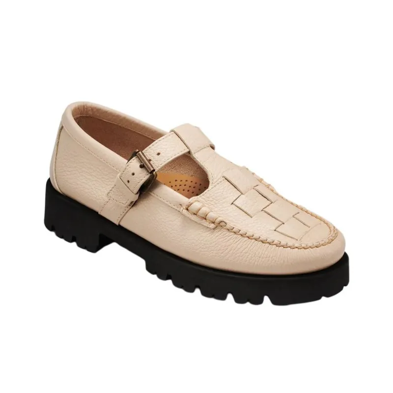 G.H. Bass & Co. Mary Jane Fisherman Loafers 3.4cm Women's White-2