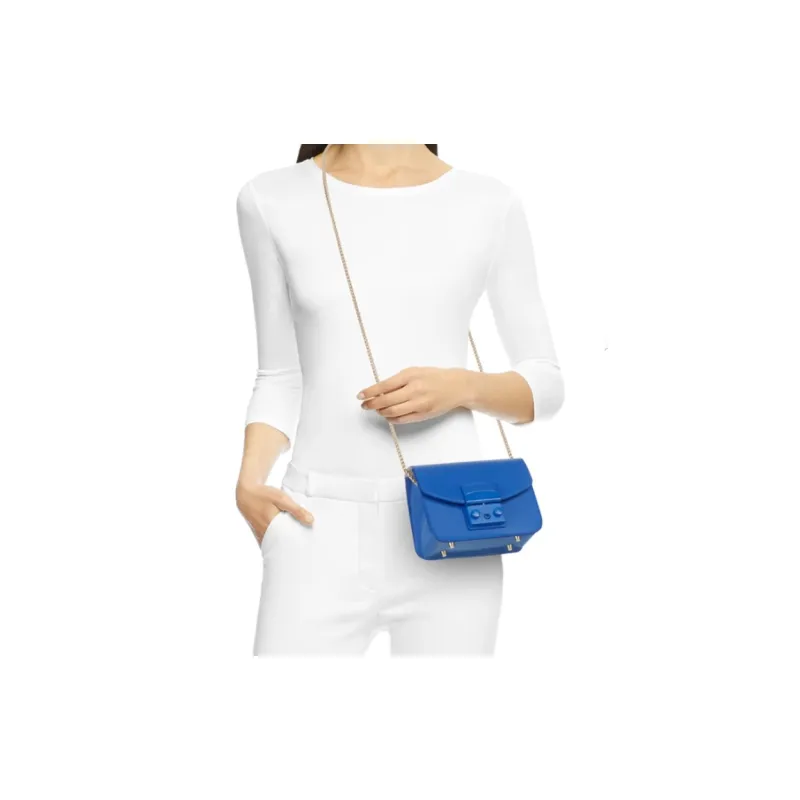 Furla Metropolis Collection Cow Leather Shoulder Bag, Crossbody Bag Mini Women's Royal Blue-4