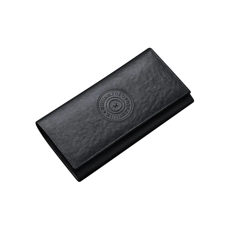WilliamPOLO Cow Leather Coin Purse Wallet Men's Black-1