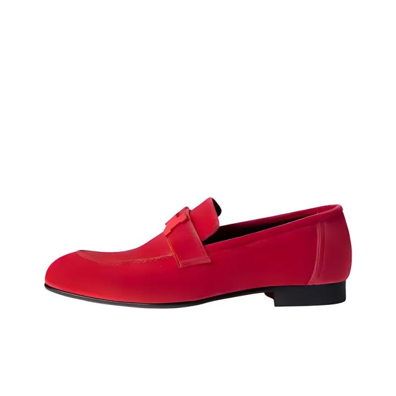 HERMES Paris Loafers Women's Red-0