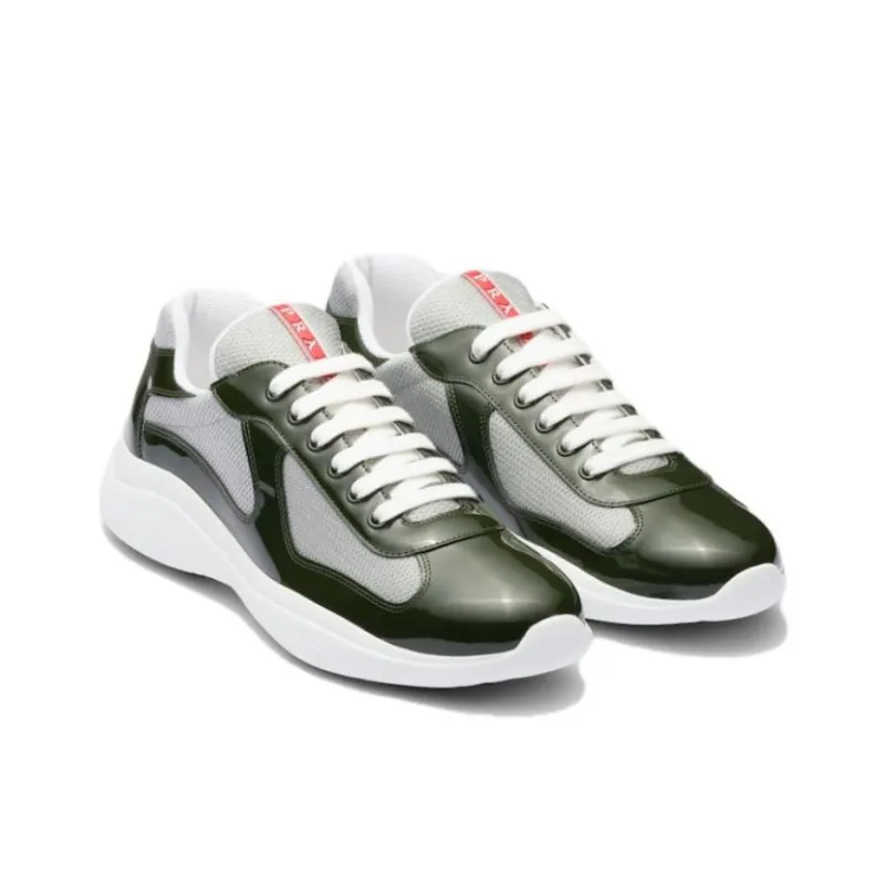 PRADA America's Cup Low-Top Casual Shoes Men's Silver Green-2