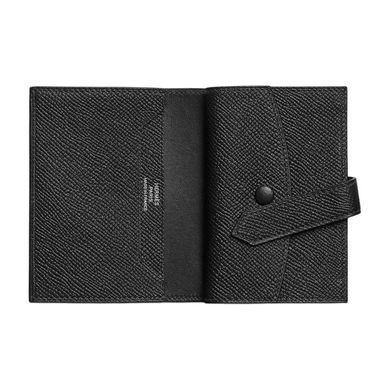 HERMES Bearn Lambskin Wallet Trumpets Unisex 89 Noir Black-1