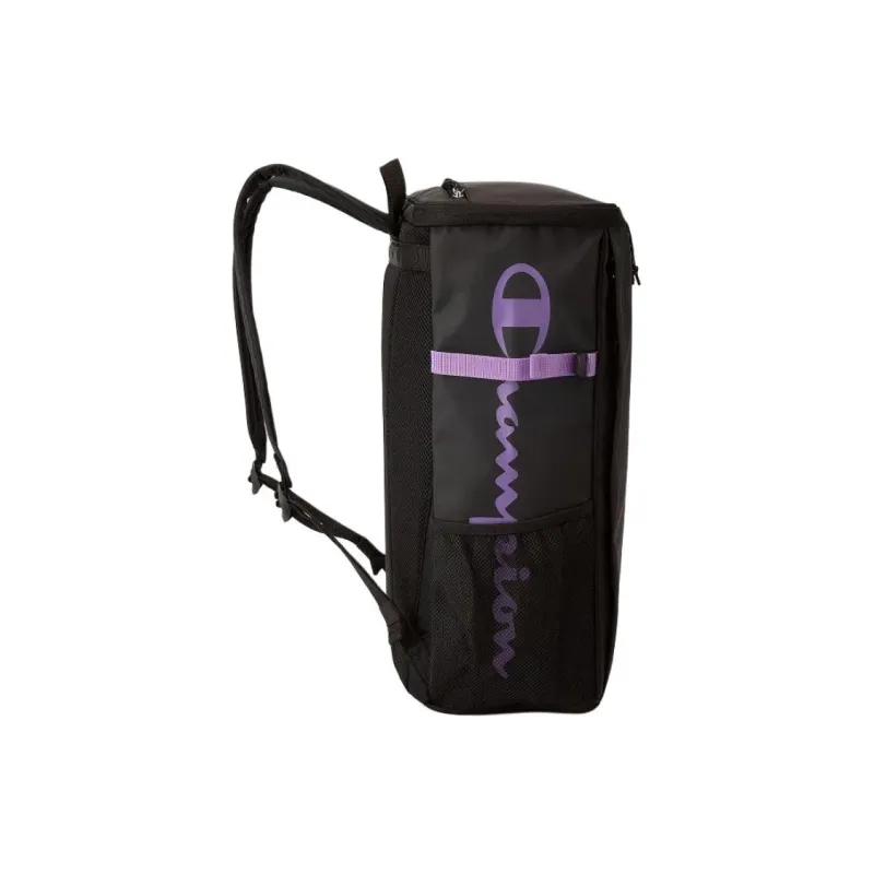 Champion Recycled Polyester Patchwork Canvas Backpack Unisex Black Purple-2