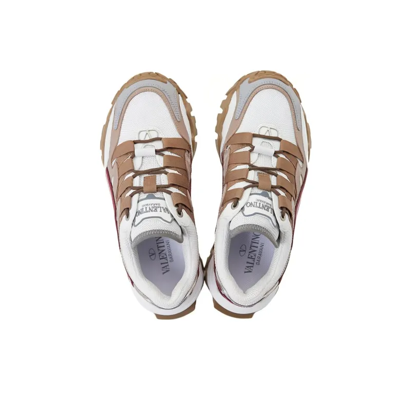 Valentino Low-Top Casual Shoes Women's White Brown Red-3