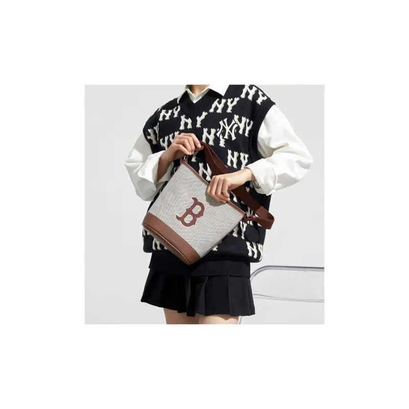 MLB Canvas Canvas Bag Bucket Bags Portable Crossbody Bag Shoulder Bag Regular Unisex Brown Gray Multicolor-7