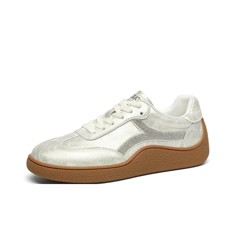 GOLDLION Lightweight Low Top Skateboard Shoes Women's Light Gold-1