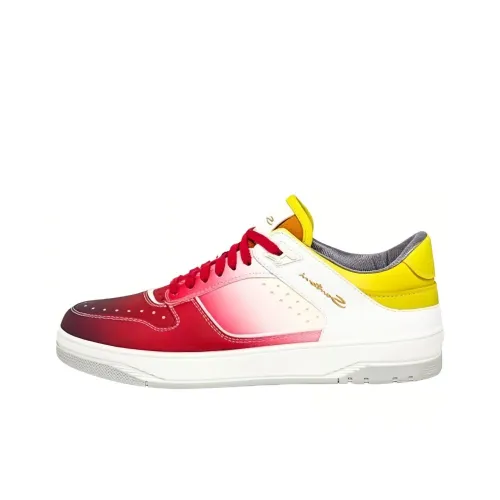 Santoni Skateboard Shoes Men Low-Top Red/White Yellow