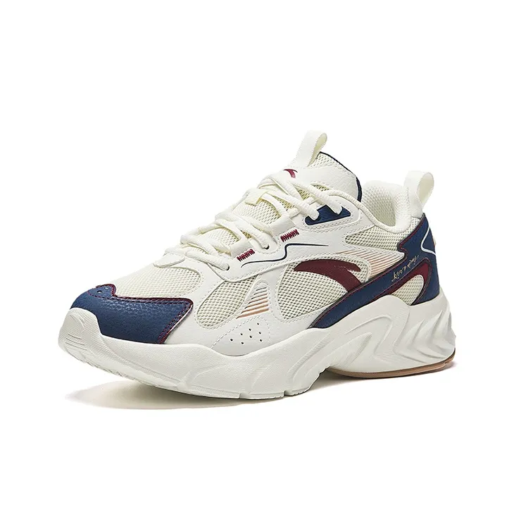 Anta Running Collection Non-slip Wear-resistant Shock Absorption Low-Top Casual Running Shoes Men's White Blue Red-1