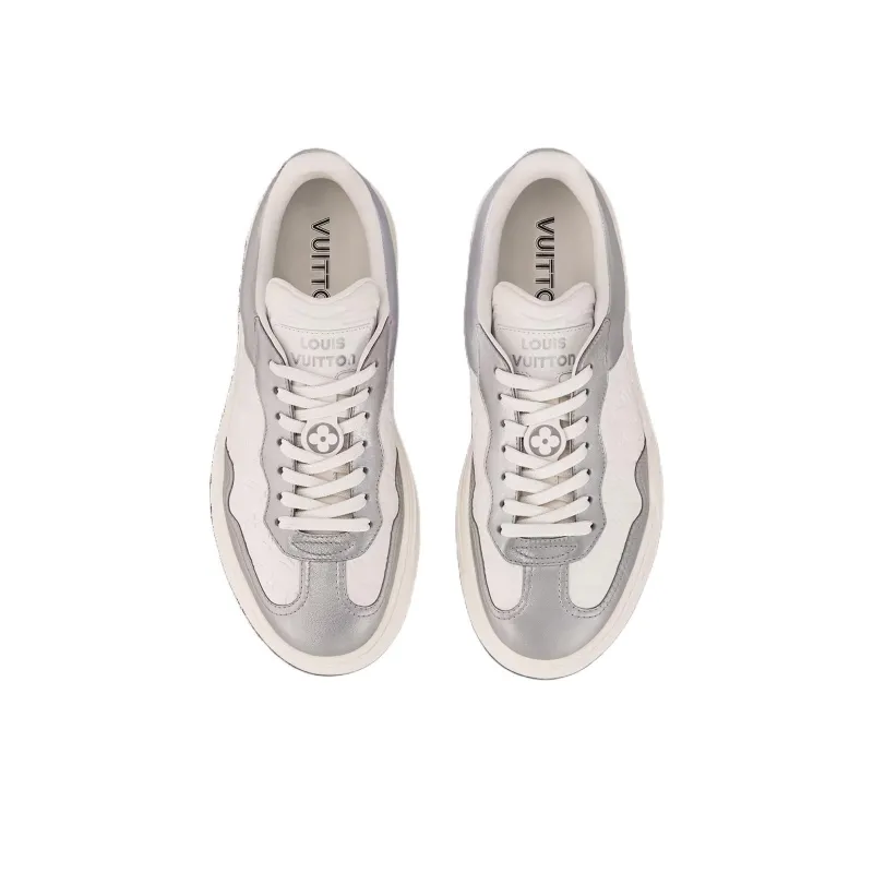 LOUIS VUITTON Lv Groovy Low Top Skateboard Shoes Women's Silver-3