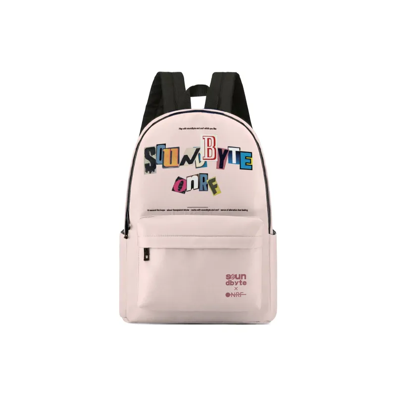 Soundbyte × ONRF Collaboration Polyester Students Backpack Laptop Bag Regular Unisex White-40
