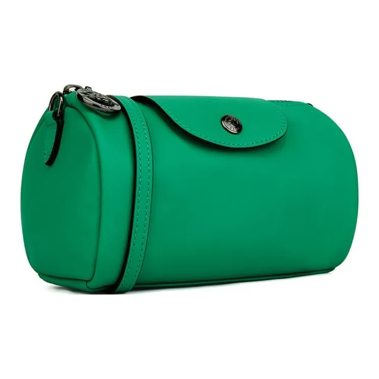 LONGCHAMP Le Pliage Xtra Cow Leather Cylinder Bag, Makeup Bag, Shoulder Bag, Crossbody Bag Women's Green-1