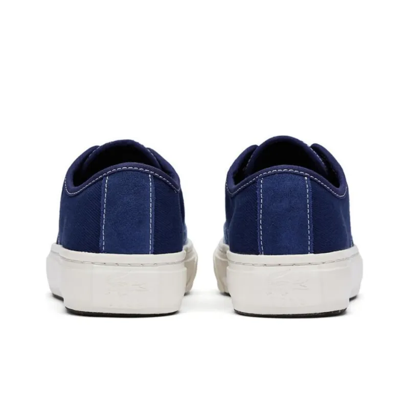 LACOSTE Anti Slip Wear Resistant Low Top Skateboard Shoes Men's Navy Blue/Ecru-3