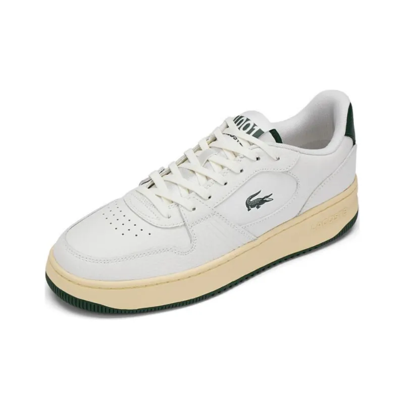 LACOSTE Anti Slip Wear Resistant Low Top Skateboard Shoes Men's Off White/dark Green-1