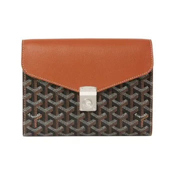 GOYARD Canvas With Calfskin Shoulder Bag, Crossbody Bag Unisex Black & Brown