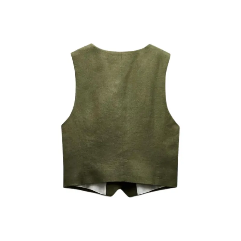 ZARA Vests Women's Green-1
