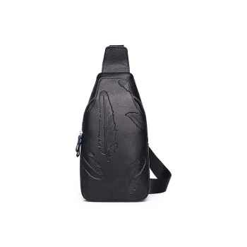 Yalu Top Grain Cow Leather Sling Bag Men's Black