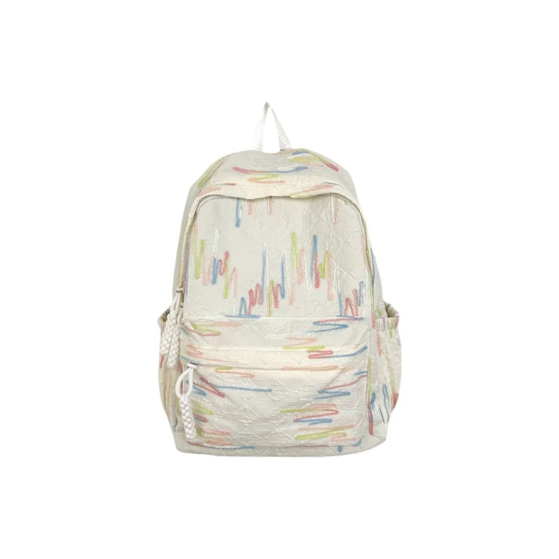 Dusen Kangaroo Nylon Backpack Women's White/Black/Pink/Sky Blue/Yellow-0