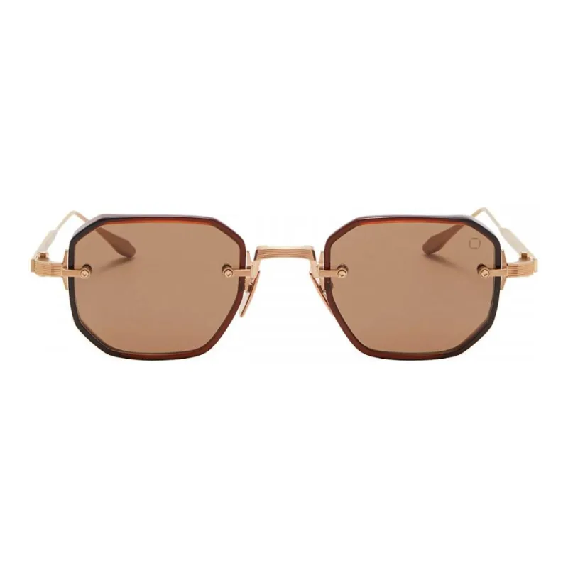 Akoni Titanium Irregular Shape Sunglasses Unisex Brown-1