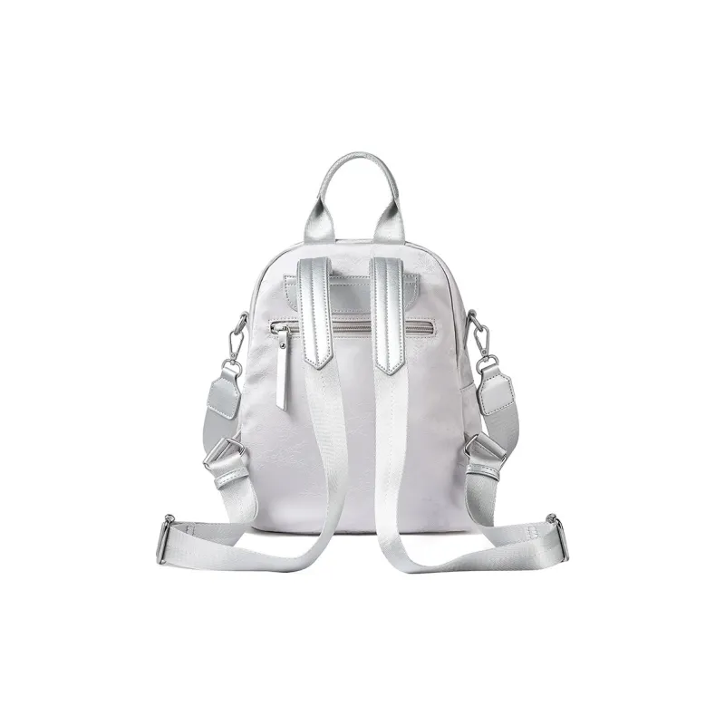 TUCANO Fabric With PU Leather University Student Everyday Backpack Tubas Women's Silver/Black-2