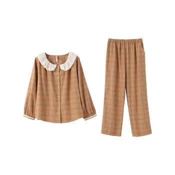 Aannsfam Pajama Set Women's Gold Tea Brown