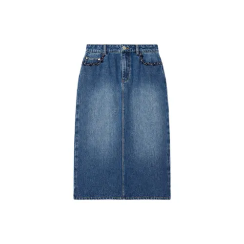 YINER GoodLand Denim Long Skirts Women's Vintage Blue