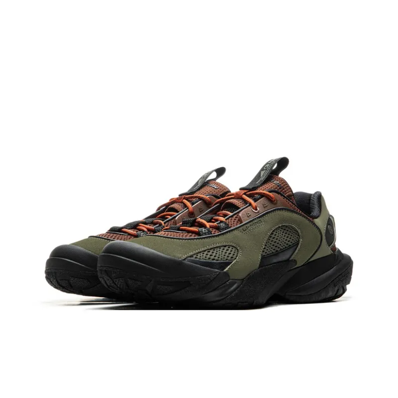 LiNing CF Tracing Hiking EDC Cushioning, Slip Resistant, And Abrasion Resistant Low Top Hiking Shoes Unisex Green Umber-2
