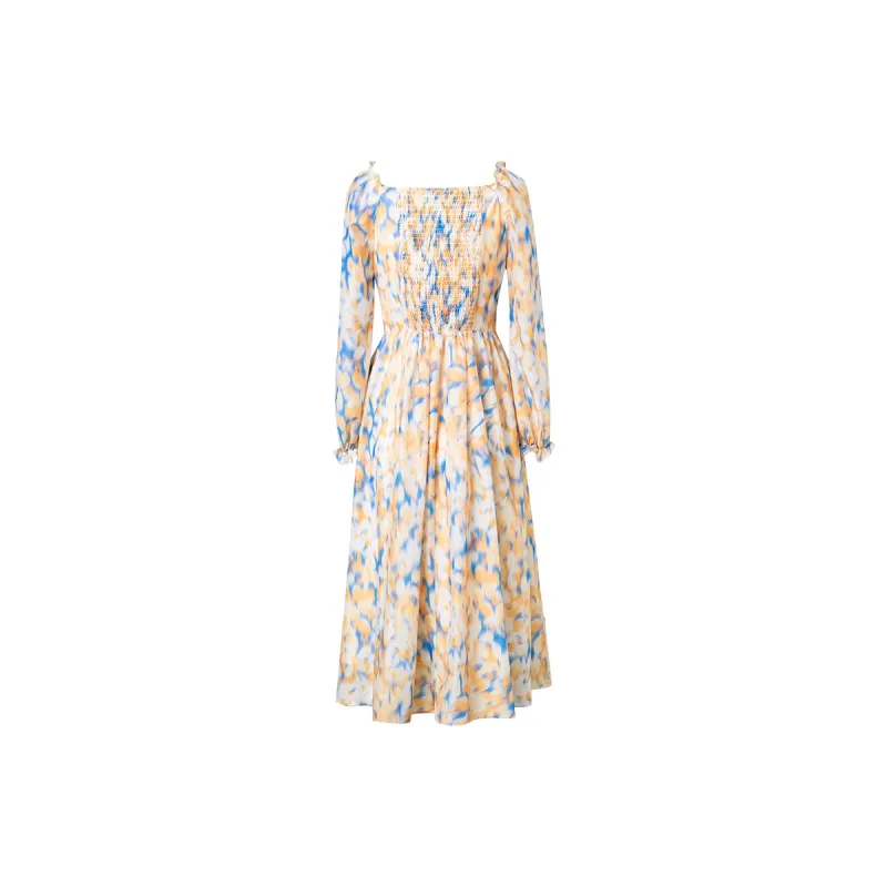 MeetMetro Long Sleeved Dresses Women's Print-1