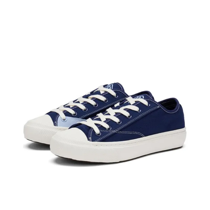 LACOSTE Anti Slip Wear Resistant Low Top Skateboard Shoes Men's Navy Blue/Ecru-2