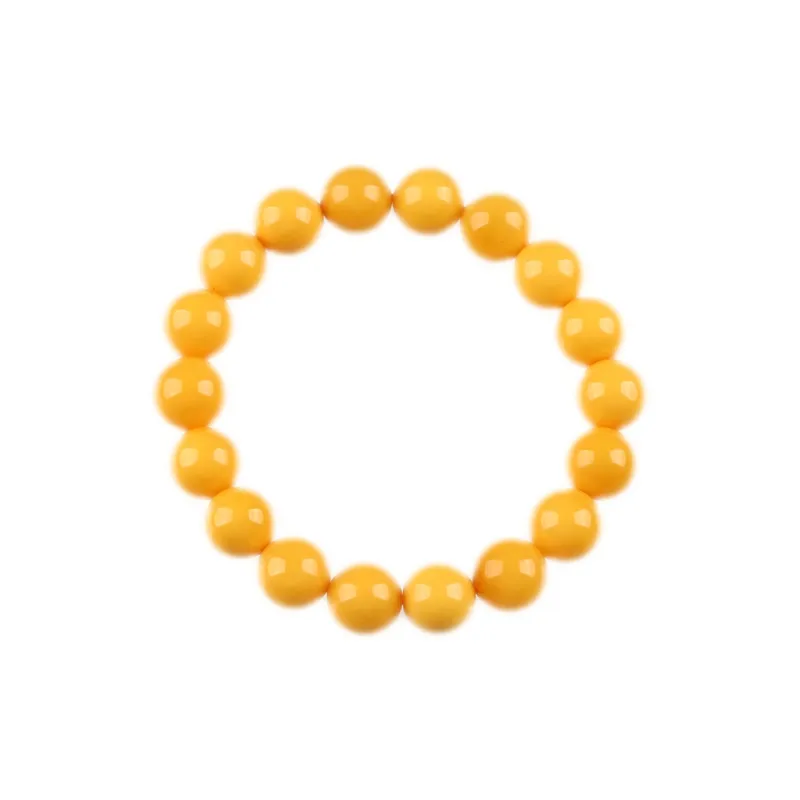 Oushuo Jewelry Wealth Flower Oil Yellow Beeswax Amber Fine Jade Bracelet For Collectors Birthday Gift Set Unisex-5
