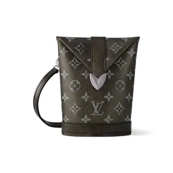 LOUIS VUITTON Cow Leather Shoulder Bag Crossbody Bag Men's Dark Brown
