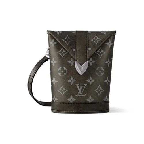 LOUIS VUITTON Cow Leather Shoulder Bag Crossbody Bag Men's Dark Brown
