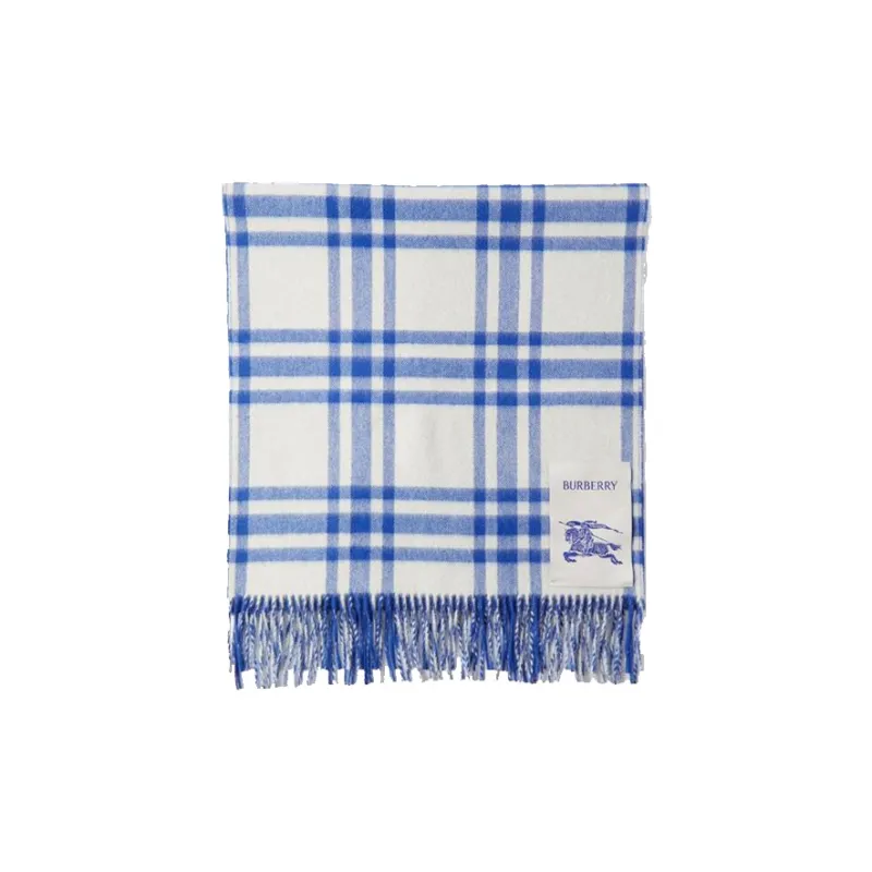 Burberry Cashmere Knit Scarves Women's Blue/White-1