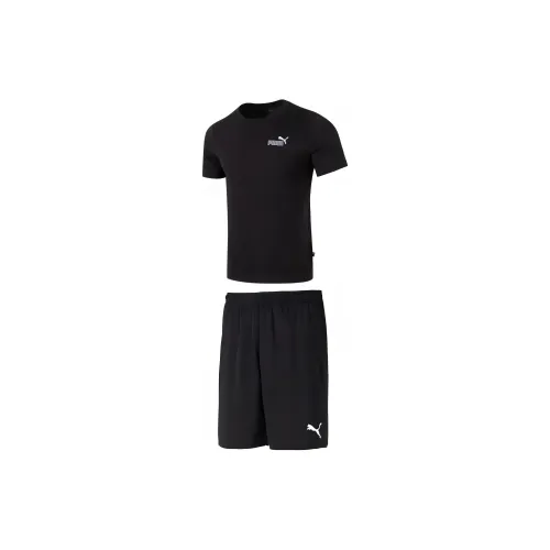 PUMA Casual Sportswear Men Black Tops+Black Shorts