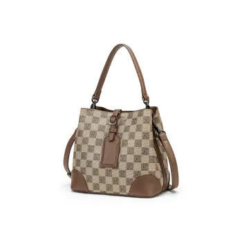 FAIRWHALE PVC And Synthetic Leather One Shoulder Crossbody Bucket Bag Brown