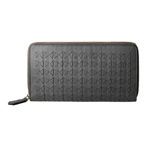 Serapian Lambskin Patch Calfskin Wallet Regular Women's Contour Gray