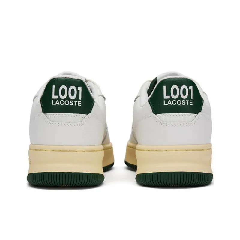 LACOSTE Anti Slip Wear Resistant Low Top Skateboard Shoes Men's Off White/dark Green-3