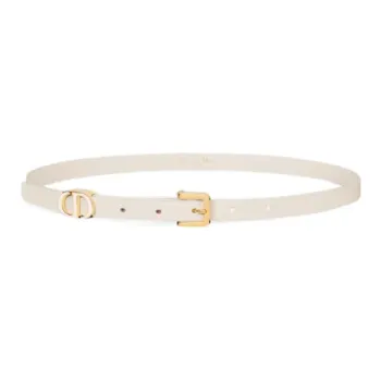 DIOR 30 Montaigne Ring Design Pin Buckle Calfskin Leather Belts Women's White Width 1.5CM